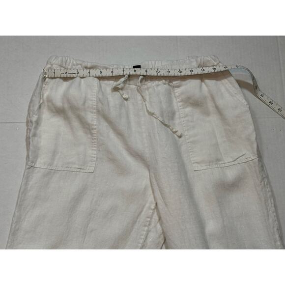 Saks Fifth Avenue White Linen Pull On Pants Womens Large Relaxed Fit Wide Leg - Picture 7 of 7